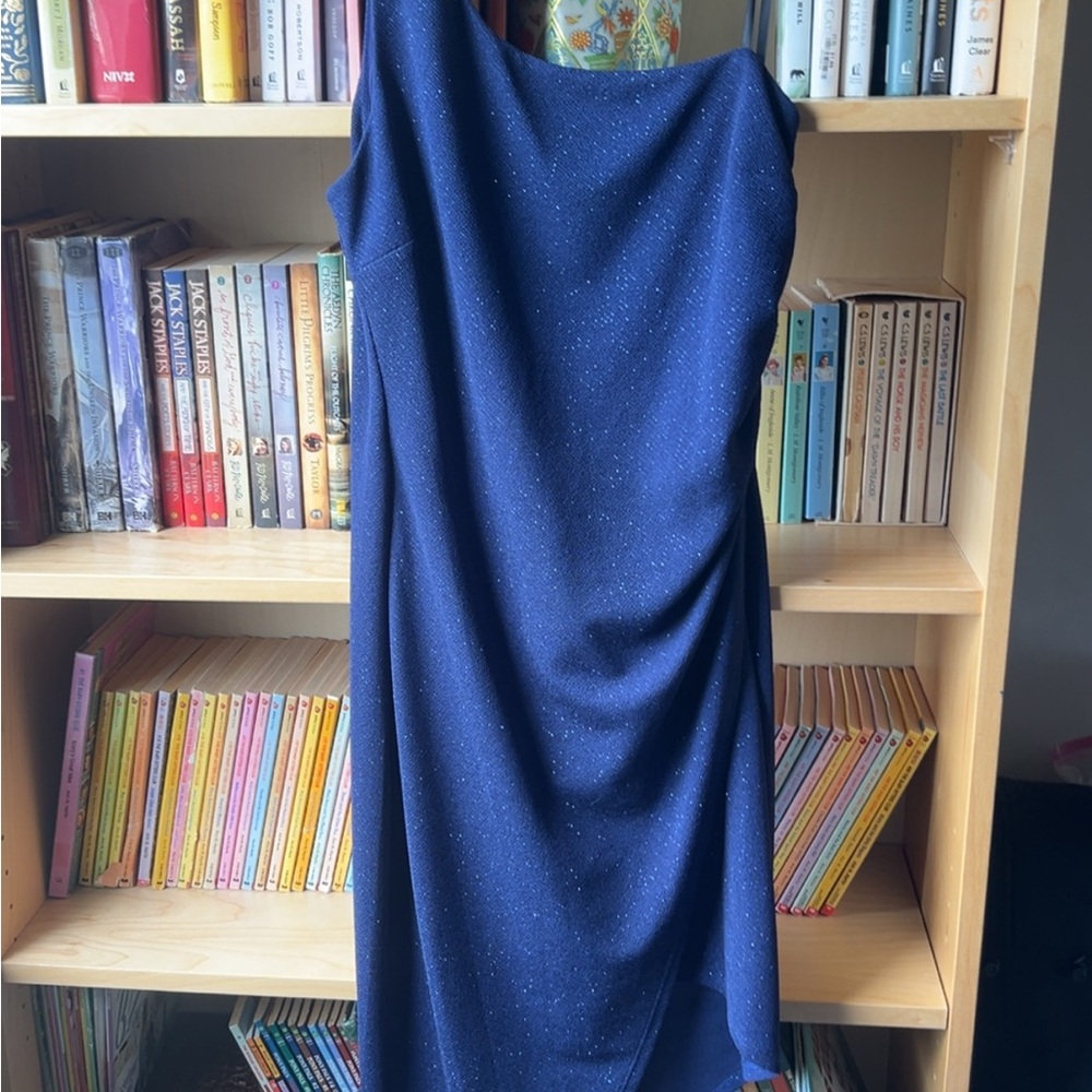 B Darlin One Shoulder Navy Dress